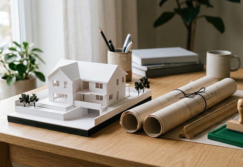 Architect scale model and approved layout drawings